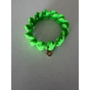 Marc by Marc Jacobs Neon Green Silicone Curb Link Bracelet Gold Logo Charm